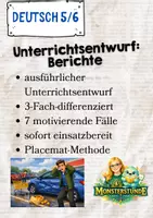 Vorschau - Stundenentwürfe - Unterrichtsentwurf Deutsch - Berichte - Deckblatt