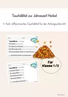Vorschau - Arbeitsblätter - Tauchdiktat Herbst - Klasse 1/2 - Rechtschreibung üben - Deckblatt