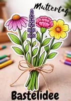 Vorschau - Mal- und Bastelvorlagen - Muttertag Bastelvorlage: Blumenstrauß zum Ausschneiden & Anmalen - Deckblatt