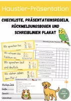 Vorschau - Arbeitsblätter - Haustiere - Checkliste, Präsentation, Rückmeldebogen - Deckblatt