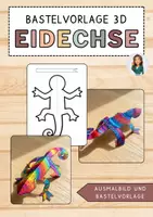 Vorschau - Arbeitsblätter - 3D-Eidechse basteln - Ausmalbild und kreative Bastelvorlage - Deckblatt