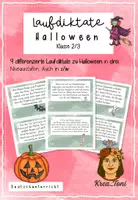 Vorschau - Arbeitsblätter - Schreiben und Lesen üben: 9 Laufdiktate Halloween – differenzierte Laufdiktate mit Schreibblättern (Deutsch Klasse 2, 3) - Deckblatt