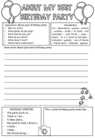 Vorschau - Arbeitsblätter - English: Writing / About my Birthday Party / Klasse 5,6 - Deckblatt