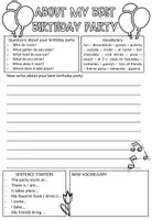 Vorschau - Arbeitsblätter - English: Writing / About my Birthday Party / Klasse 5,6 - Seite 1