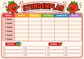 Vorschau - Bildkarten - Stundenplan im Erdbeerklasse für Klasse 1/2 und 3/4 - Deckblatt