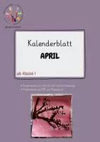 Vorschau - Präsentationen/Tafelbilder - Kalenderblatt April (Kunstwerk: blühender Baum) - Deckblatt