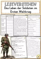 Vorschau - Arbeitsblätter - Das Leben der Soldaten im Ersten Weltkrieg, Lesen und Verstehen Arbeitsblätter mit Lesetext, Fragen - Deckblatt