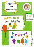 Vorschau - Mal- und Bastelvorlagen - Monster - Geburtstagskarte zum Basteln - Deckblatt