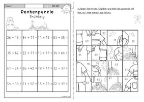 Vorschau - Arbeitsblätter - Rechenpuzzles Frühling Klasse 2 | Mathe ZR 100 - Seite 3
