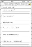 Vorschau - Arbeitsblätter - Wolfgang Amadeus Mozart, Lesen und Verstehen Arbeitsblätter mit Lesetext, Fragen - Seite 3