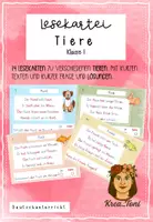 Vorschau - Bildkarten - Lesen üben: Lesekartei Tiere – 14 einfache Lesekarten mit Ja-/Nein-Fragen & Lösungen (Klasse 1) - Deckblatt