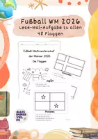 Vorschau - Arbeitsblätter - WM 2026 Flaggen mit Lese-Malaufgaben als Dekoration - Deckblatt