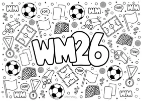 Vorschau - Arbeitsblätter - Fußball WM 2026 Doodle Ausmalbilder - Kunst im Sommer - Seite 2
