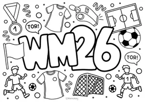 Vorschau - Arbeitsblätter - Fußball WM 2026 Doodle Ausmalbilder - Kunst im Sommer - Seite 3