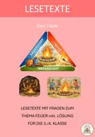 Vorschau - Arbeitsblätter - Lesetexte zu Feuer mit Fragen und Lösungen - Deckblatt
