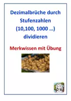 Vorschau - Arbeitsblätter - Dezimalbrüche durch Stufenzahlen dividieren 6 - Deckblatt