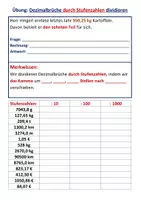 Vorschau - Arbeitsblätter - Dezimalbrüche durch Stufenzahlen dividieren 6 - Seite 3