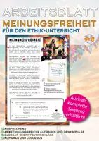 Vorschau - Unterrichtsreihen - Arbeitsblatt - Meiungsfreiheit (Ethikunterricht Klassen 9-10) - Deckblatt