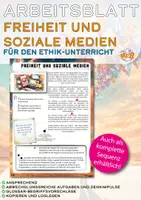 Vorschau - Unterrichtsreihen - Arbeitsblatt - Freiheit und Soziale Medien (Ethikunterricht Klassen 9-10) - Deckblatt