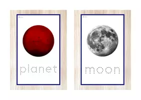Vista previa - Tarjetas / Manipulativos - INGLÉS - Vocabulario letra minúscula de imprenta punteada (universo) - página 2