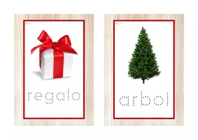 Vista previa - Tarjetas / Manipulativos - Vocabulario letra minúscula imprenta punteada (Navidad) - página 1