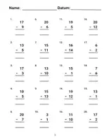 Vorschau - Arbeitsblätter - Subtraktion bis 20 | 15 Arbeitsblätter | Klasse 1-2 | Grundschule | mit Lösungen - Seite 3