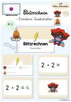 Vorschau - Präsentationen/Tafelbilder - Blitzrechnen (Digitale Tafel) - Einmaleins: Quadratzahlen (Mathe Klasse 2) - Deckblatt
