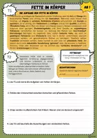 Vorschau - Arbeitsblätter - Fette: Gesundheitsrisiko oder Energielieferant? - Seite 1