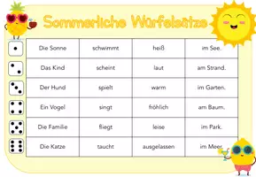 Vorschau - Arbeitsblätter - Sommerliche Würfelsätze (mit Blanko Vorlage) - Seite 1