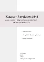 Vorschau - Klassenarbeiten - Klausur (inkl. Lösung) zur Revolution von 1848 (Variante 1) - Deckblatt