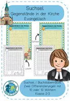 Vorschau - Arbeitsblätter - Suchsel Gegenstände in der Kirche - Evangelisch - Klasse 2-3 - Deckblatt