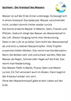 Vorschau - Arbeitsblätter - Sachtext - Der Kreislauf des Wassers Klasse 3-4 - Seite 1
