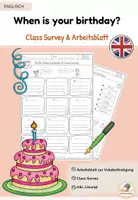 Vorschau - Arbeitsblätter - When is your birthday? - Arbeitsblatt und Class Survey - Deckblatt