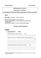 Vorschau - Test - Deutscharbeit Jugendroman Tintenherz Klasse 6 oder 7 - Seite 1