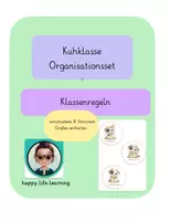 Vorschau - Präsentationen/Tafelbilder - Kuhklasse: Klassenregeln melden zuhören leise arbeiten - Deckblatt
