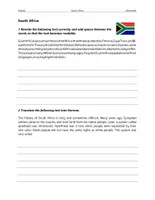 Vorschau - Arbeitsblätter - South Africa – Worksheet - Deckblatt