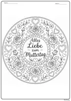Vorschau - Mal- und Bastelvorlagen - Mandala zum Muttertag - Kostenloses Ausmalbild FREEBIE - Seite 1
