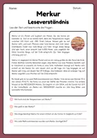 Vorschau - Arbeitsblätter - Das Sonnensystem Sachtexte + Leseverständnis - Seite 1