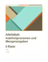 Vorschau - Arbeitsblätter - Indefinitpronomen und Mengeangaben 6. Klasse - Deckblatt