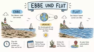 Vorschau - Arbeitsblätter - Arbeitsblatt zum Thema "Ebbe und Flut" + Onlineübung & MP3 + Mindmap + Infografik - Seite 1