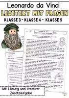 Vorschau - Arbeitsblätter - Lesetext mit Fragen Leonardo da Vinci (Klasse 3, 4, 5, DaZ) - Deckblatt