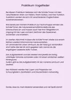Vorschau - Arbeitsblätter - Praktikum Vogelfeder - Deckblatt