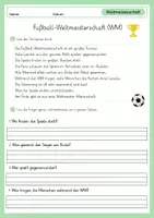 Vorschau - Stundenentwürfe - Deutsch Leseverstehen Fußball WM (Klasse 2-3) - Seite 1