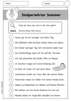 Vorschau - Arbeitsblätter - Stolperwörter, Stolpersätze Sommer / Ein Wort zu viel - Seite 1