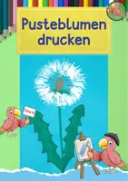 Vorschau - Mal- und Bastelvorlagen - Kunst Frühling, Pusteblume drucken, Löwenzahn, Grundschule - Deckblatt