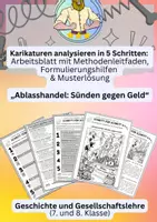 Vorschau - Arbeitsblätter - Reformation, Ablasshandel, Kirche im Mittelalter / Frühe Neuzeit – Karikatur analysieren leicht gemacht (Arbeitsblatt mit Lösungen) | Klasse 7/8 - Deckblatt