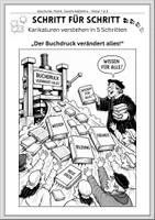 Vorschau - Arbeitsblätter - Der Buchdruck verändert alles (Reformation und Frühe Neuzeit) – Karikatur analysieren leicht gemacht (Arbeitsblatt mit Lösungen) | Klasse 7/8 - Seite 1