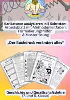 Vorschau - Arbeitsblätter - Der Buchdruck verändert alles (Reformation und Frühe Neuzeit) – Karikatur analysieren leicht gemacht (Arbeitsblatt mit Lösungen) | Klasse 7/8 - Deckblatt