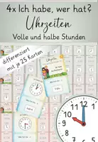 Vorschau - Spiele - Ich habe, wer hat? – Uhrzeiten volle und halbe Stunden, Klasse 1–2 - Deckblatt