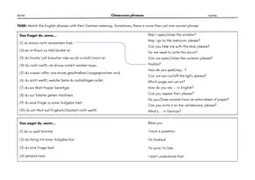 Vorschau - Arbeitsblätter - Classroom Phrases | Arbeitsblatt & Übungsmaterial (Niveau A1–A2) - Seite 1